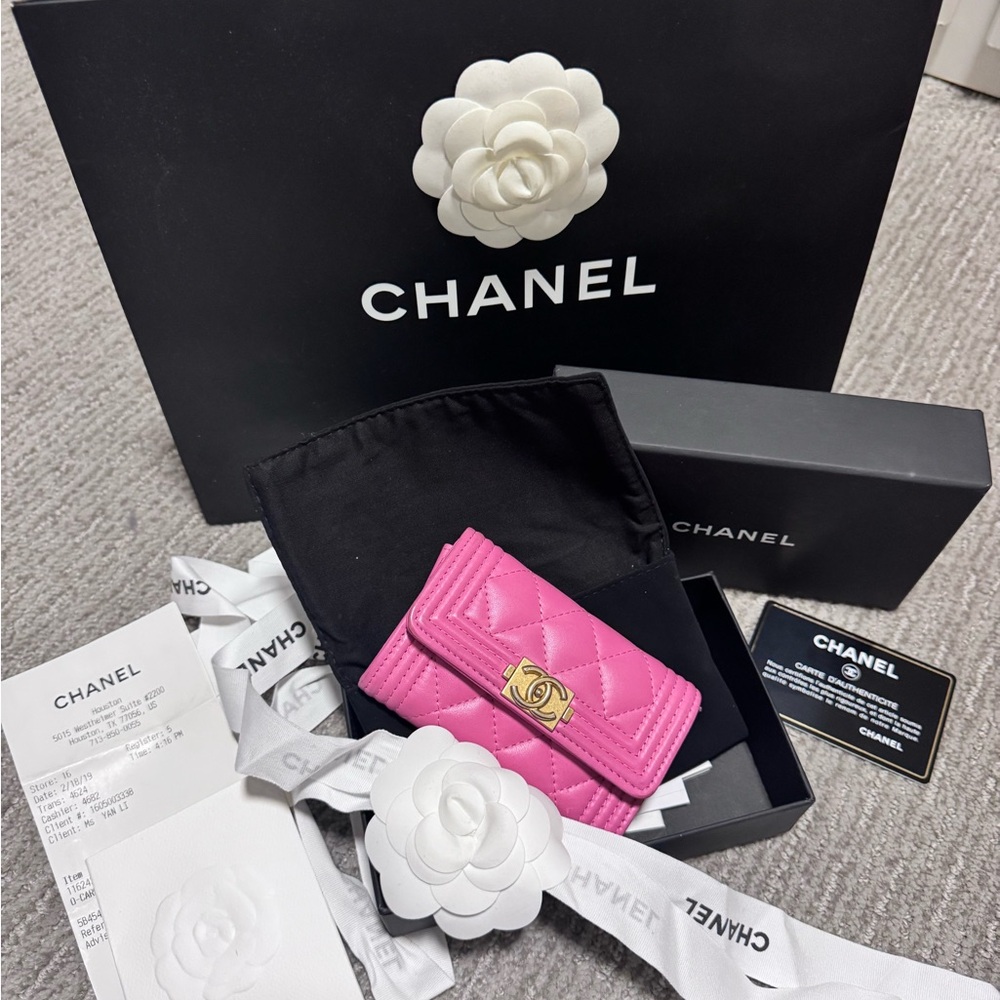 Chanel Pink Quilted Card Holder
